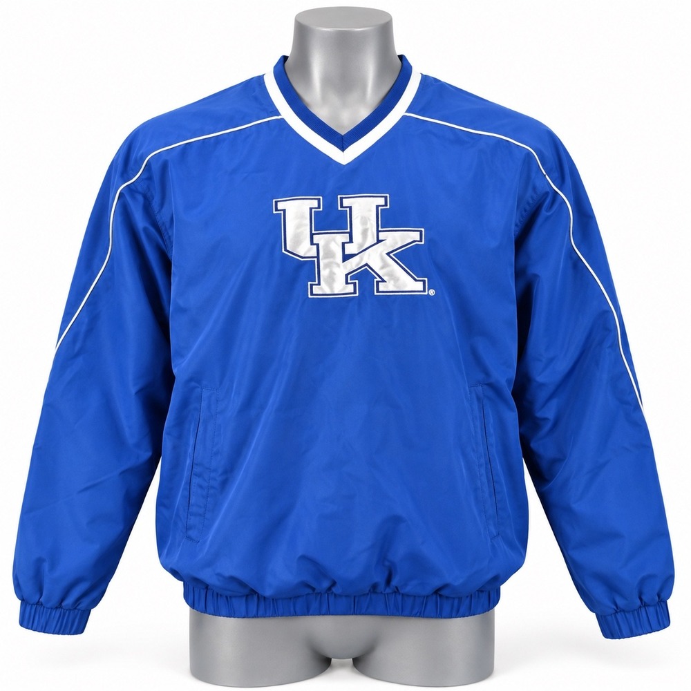 58 Sports Kentucky Wildcats Windbreaker Pullover Jacket Blue Mens XL V-Neck